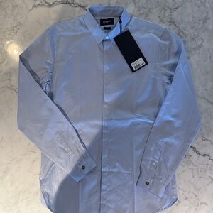 The Kooples Paris Fitted Smart Twill Dress Shirt Men’s Large Blue New w/ Tags